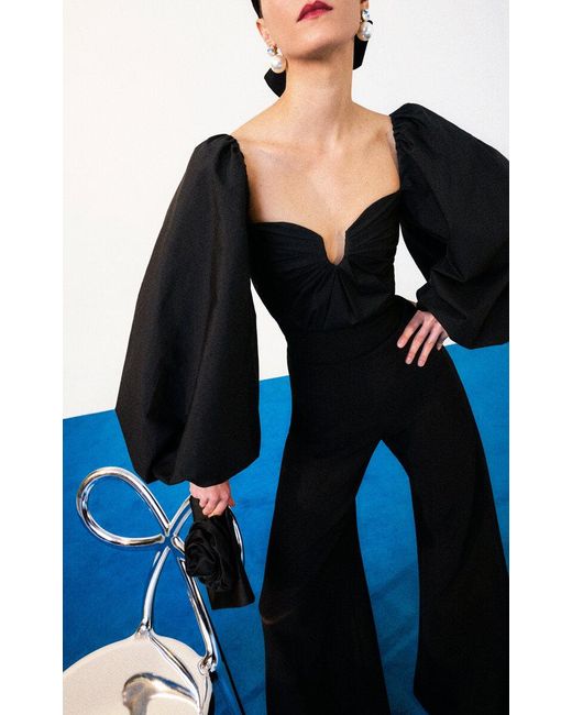 Carolina Herrera Black Diane High-Rise Wool Wide-Leg Pants