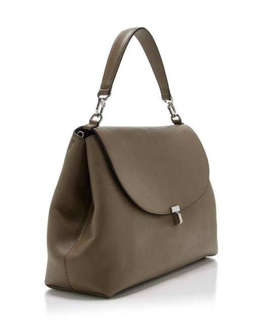 Totême  Gray T-Lock Leather Satchel