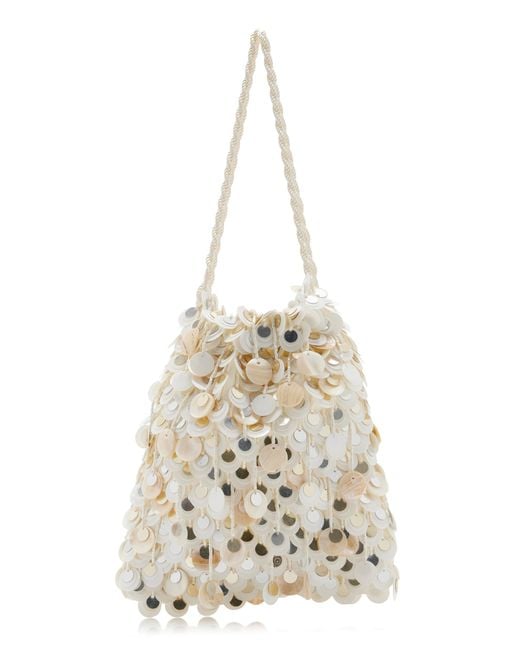 Lizzie Fortunato White Gala Sequined Drawstring Pouch