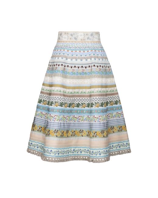 Lena Hoschek White Classic Ribbon Cotton-Blend Midi Skirt