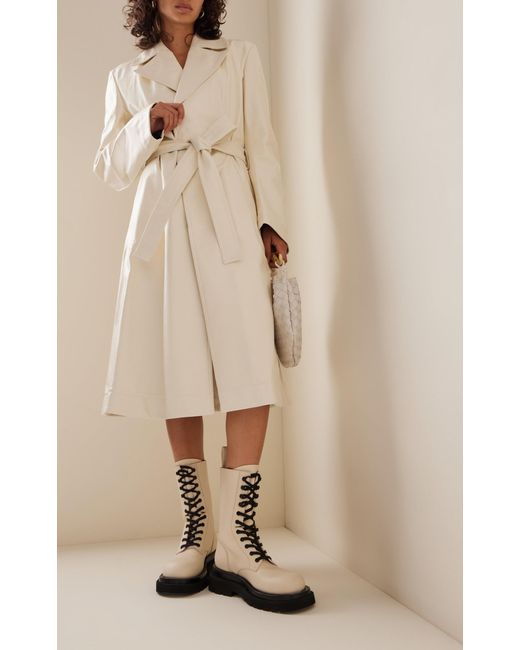 Bottega Veneta White Lug Lace-up Boot Military Calf