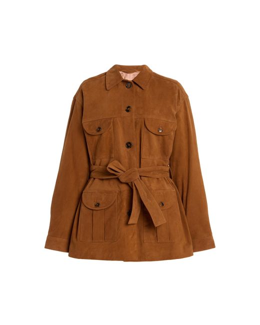 Blazé Milano Brown Viva Sahariana Belted Suede Jacket