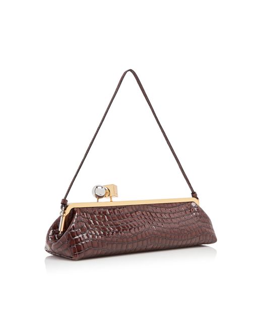 Jacquemus White The Salon Croc-Embossed Leather E/W Clutch