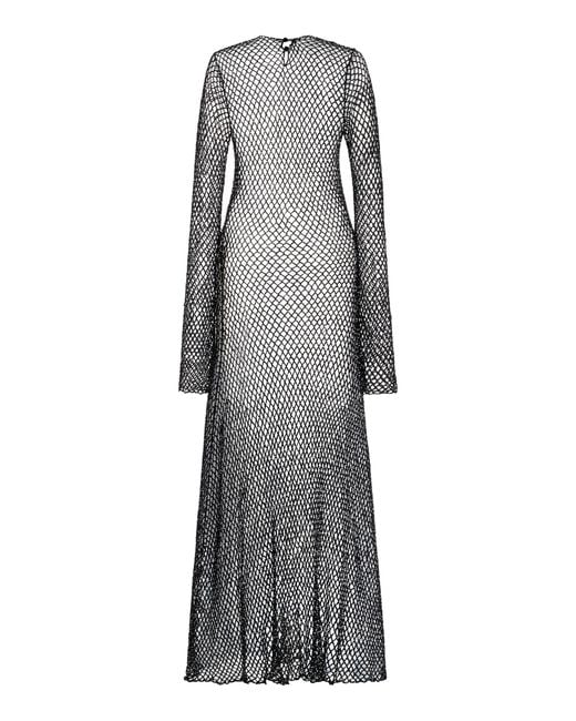 Gabriela Hearst Gray Xavier Embellished Crocheted Cashmere Maxi Dress