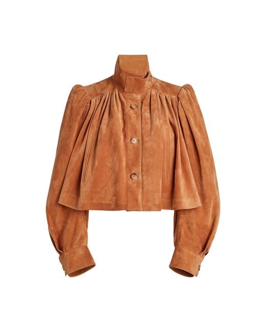 Chloé Brown Cropped Suede Jacket