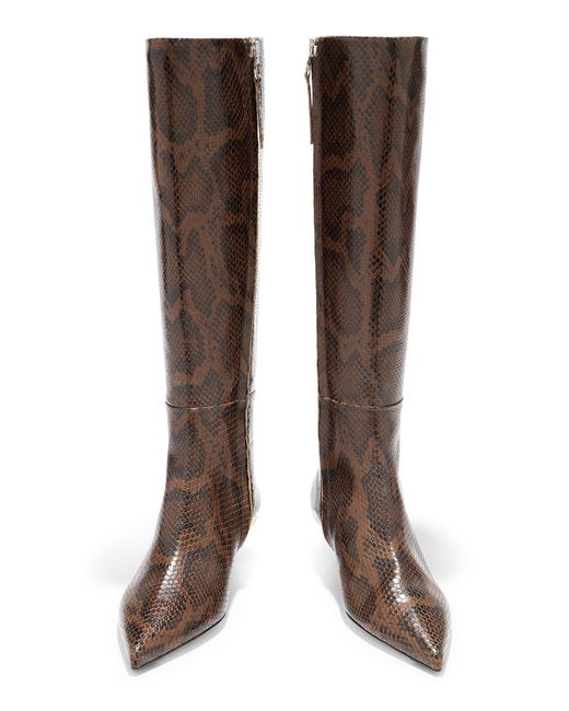Aeyde Brown Sabrina Snake-Effect Leather Knee Boots
