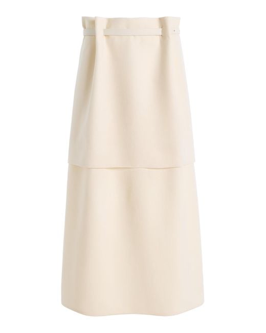 Bevza Natural Belted Double Cotton-Blend Midi Skirt