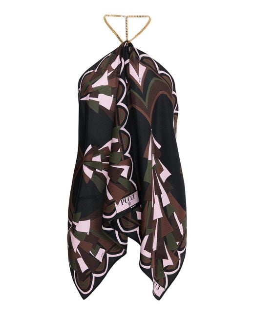 Emilio Pucci Black Printed Silk-twill Top