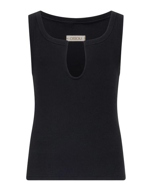 OSSOU Black Sierra Cotton-Blend Tank Top