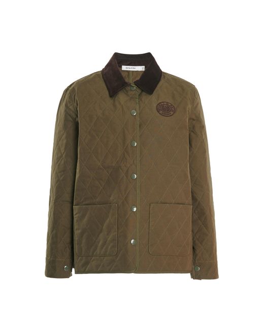 Sporty & Rich Green Connecticut Crest Quilted-cotton Jacket