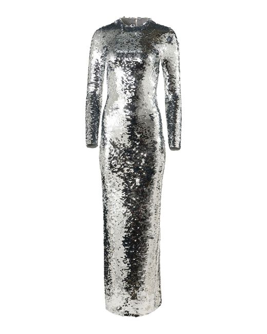 Carolina Herrera Metallic Embellished Signature Merino Sequin Gown