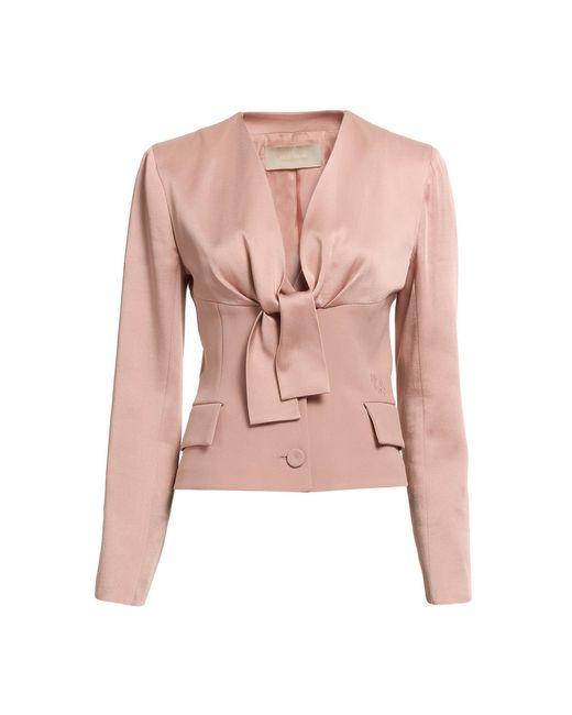 Elie Saab Pink Front-Tie Satin Jacket