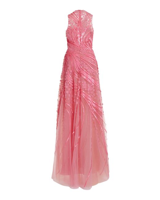 Elie Saab Pink Beaded Maxi Dress
