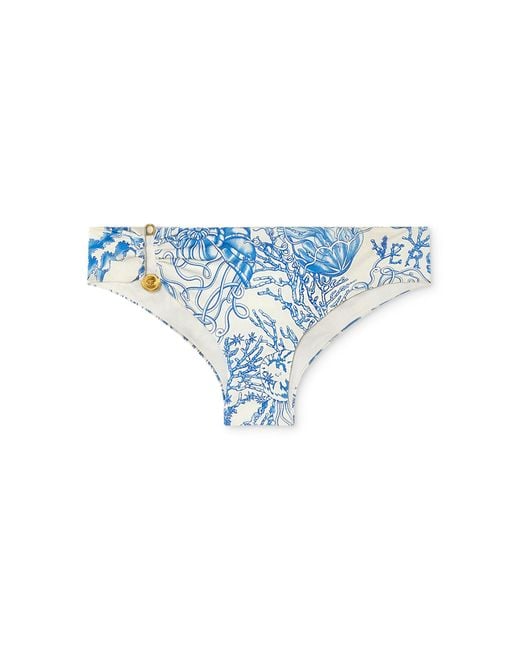 Versace Blue La Vacanza Barocco-Printed Bikini Bottom