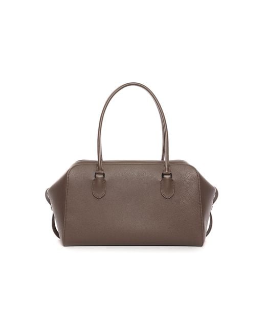 The Row E/w Leather Bowling Bag in Brown | Lyst