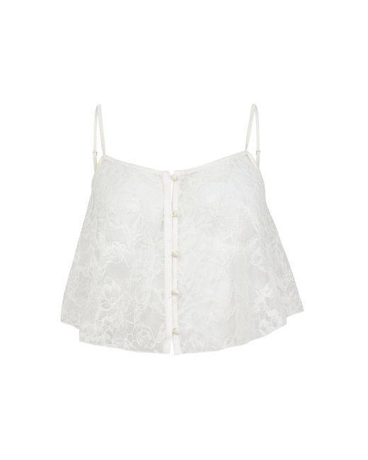 Fleur du Mal White Jasmine Lace Flutter Camisole