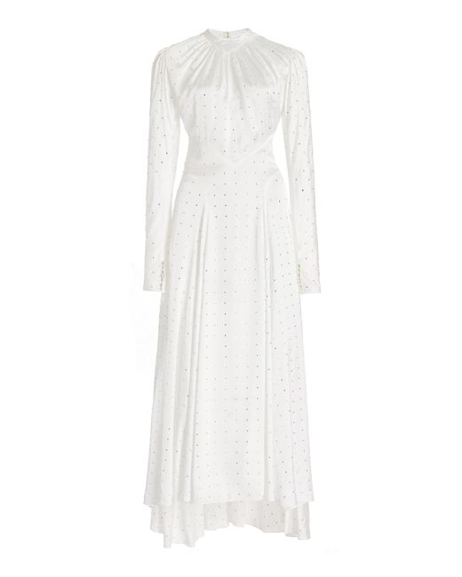 Paco Rabanne White Exclusive Crystal-embellished Satin Maxi Dress