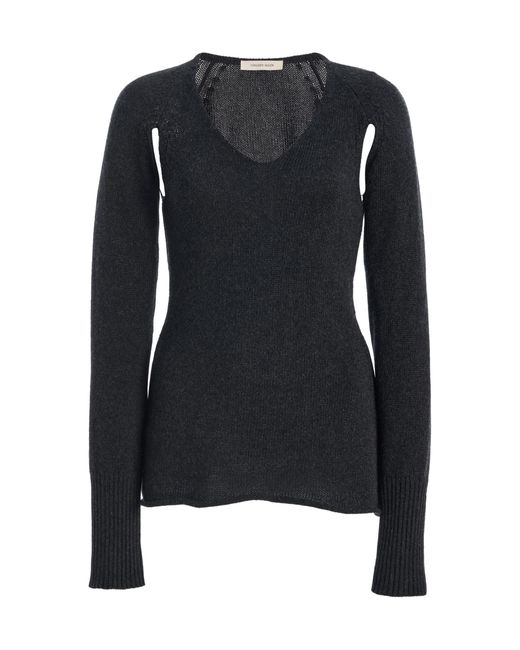 Colleen Allen Black Cotton-Cashmere Top