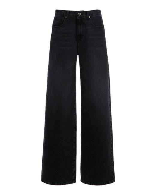 Brandon Maxwell Black The Callan Mid-Rise Wide-Leg Jeans