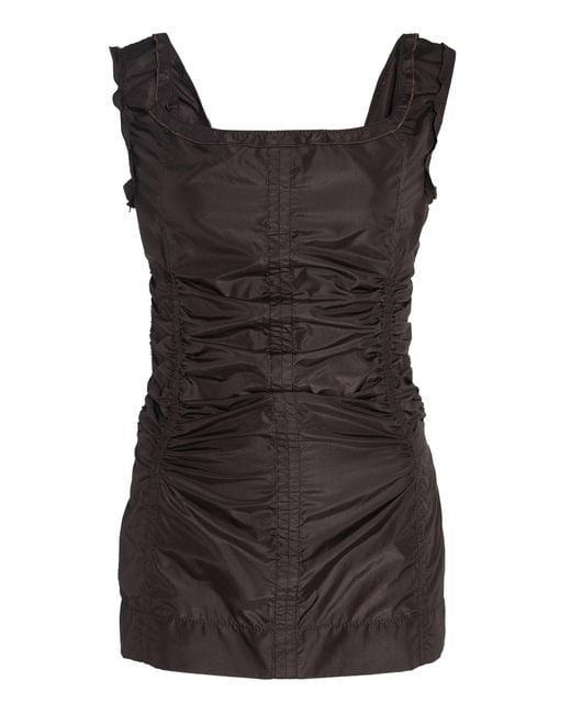 Bottega Veneta Black Sleeveless Washed Silk Taffeta Top