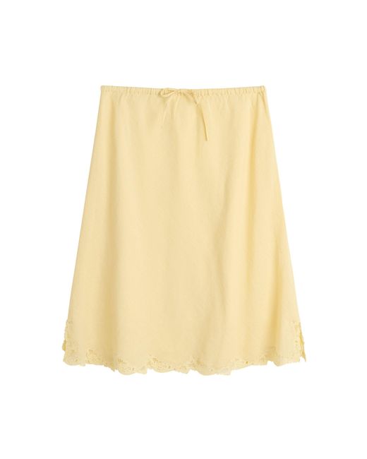 SKALL Natural Amour Linen-Cotton Midi Skirt