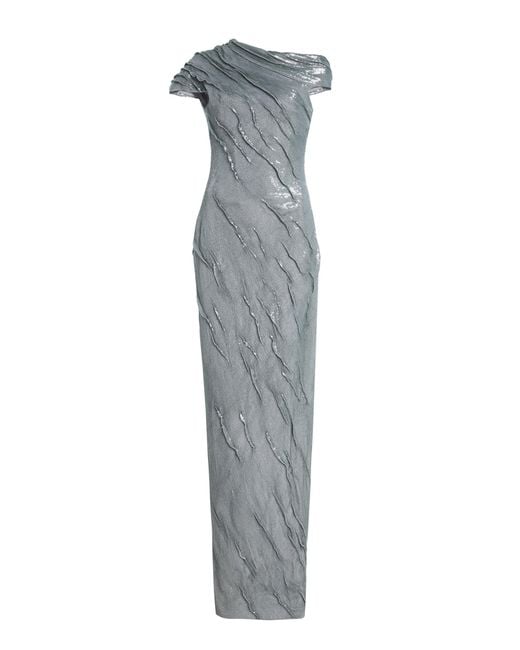 Marmar Halim Gray Off-The-Shoulder Sequined Gown