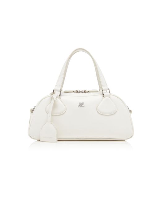 Courreges White Friday Leather Bowling Baguette Bag