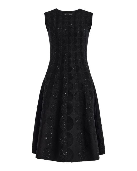 Oscar de la Renta Black Stretch-cotton Jacquard Dress