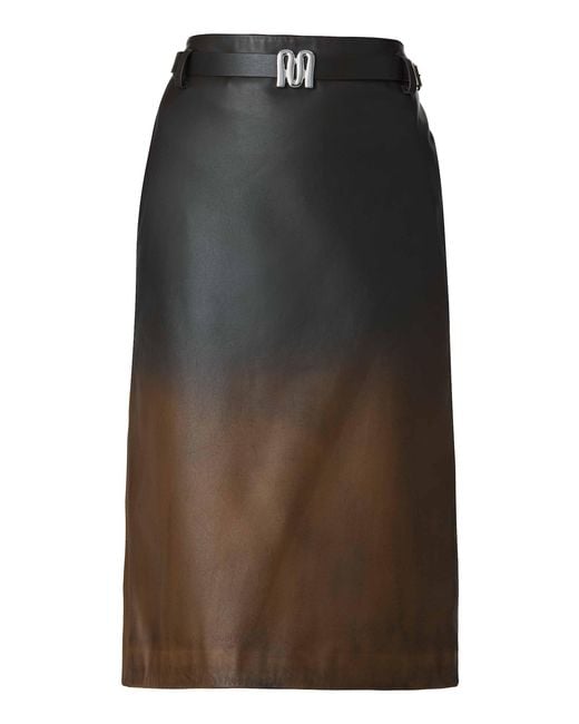 Monse Brown Ombre Leather Midi Skirt
