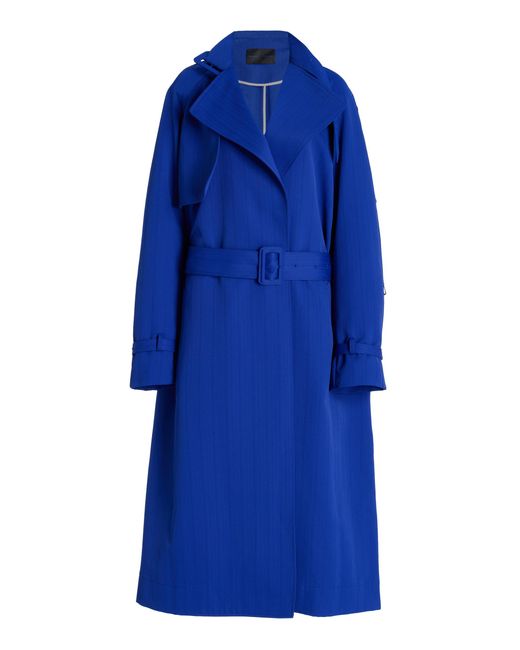 Proenza Schouler Blue Sabina Belted Jacquard Trench Coat