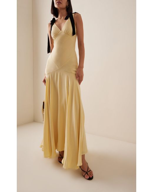 Rodarte Yellow Ribbon-detailed Silk-crepe Maxi Dress