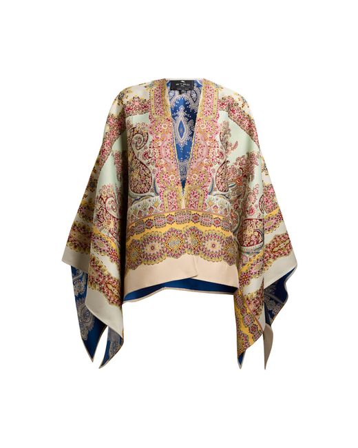Etro Natural Patterned Leather Cape