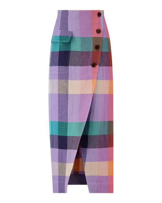 Lela Rose Multicolor Linen Asymmetrical Skirt