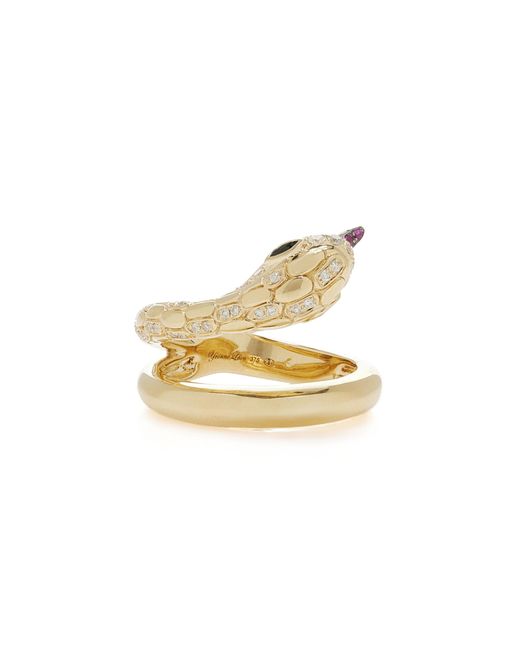 Yvonne Léon Metallic Python 9k Yellow Gold Diamond, Spinel Ring