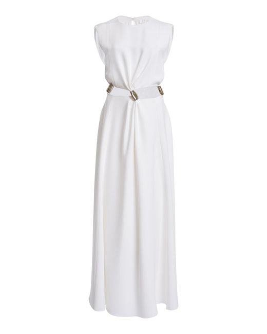 Chloé Cutout Silk Cady Maxi Dress in White | Lyst
