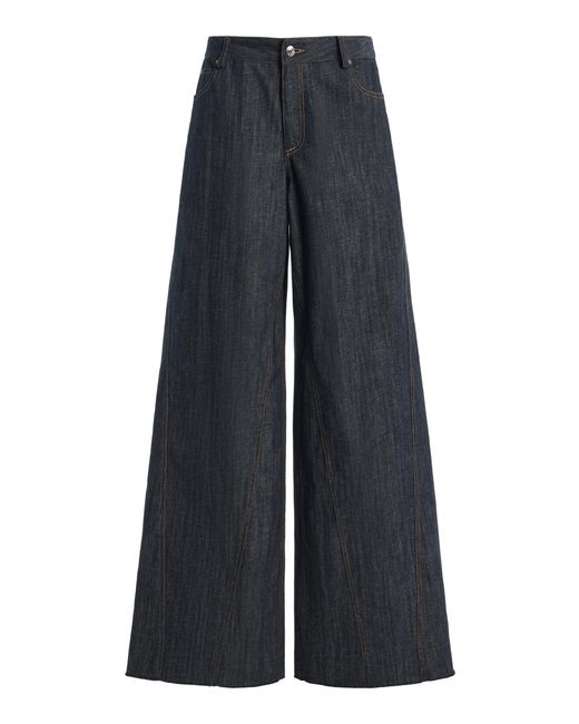 LAQUAN SMITH Blue Mid-Rise Wide-Leg Jeans