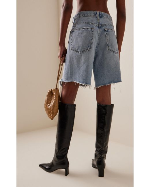 Agolde Blue Indra Denim Knee Shorts
