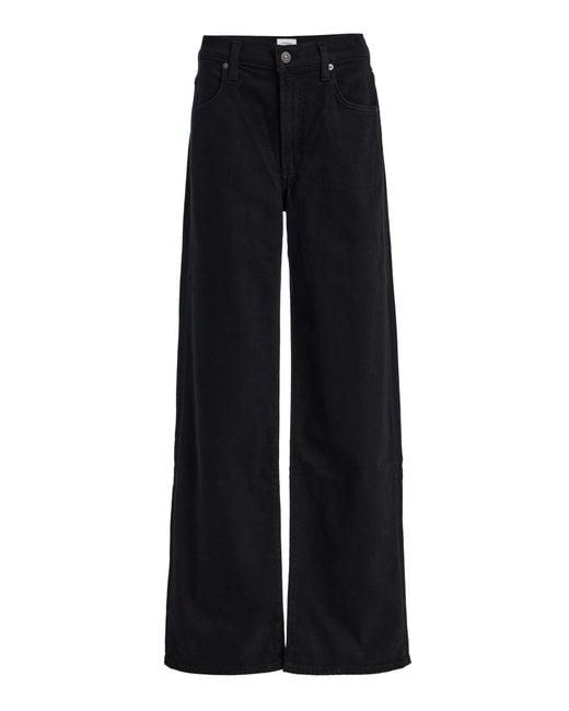 Citizens of Humanity Black Annina Cashmere-denim High-rise Straight-leg Jeans