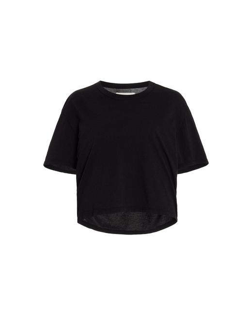 Les Tien Black May Cropped Cotton T-shirt