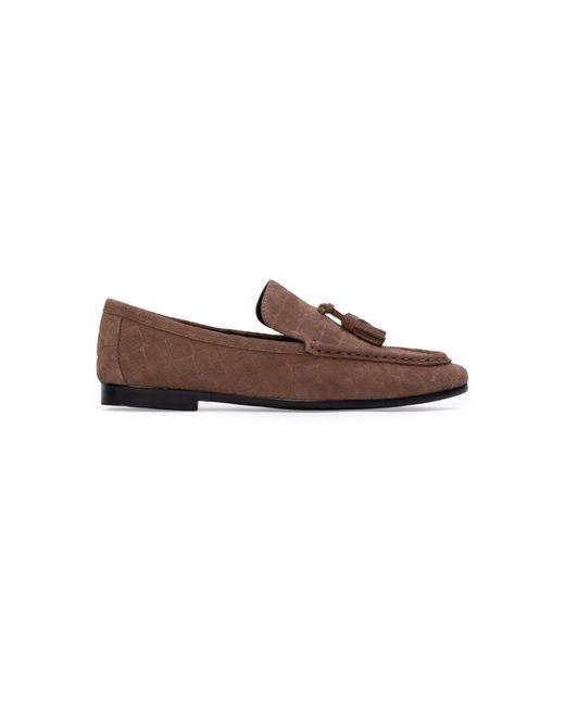 Black Suede Studio Brown Finn Croc-Suede Loafers