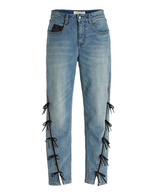 Hellessy Blue Grove Bow-embellished Slim-leg Jeans