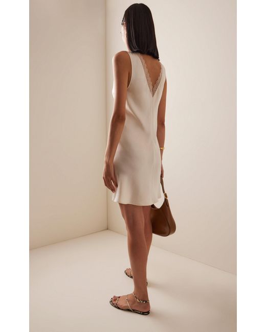 Leset Barb Lace-Trimmed Satin Mini Dress in White | Lyst Australia
