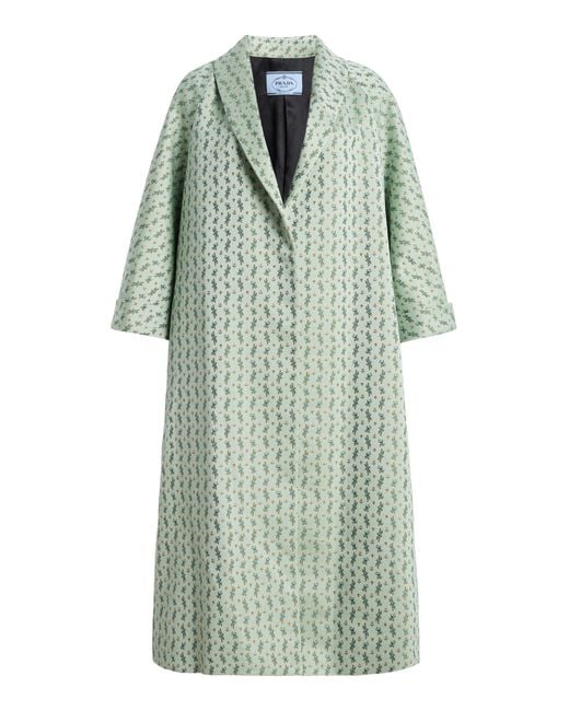 Prada Green Printed Cotton-Blend Coat