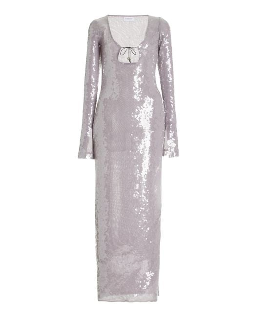 16Arlington Gray Solaria Sequined Sheer Midi Dress