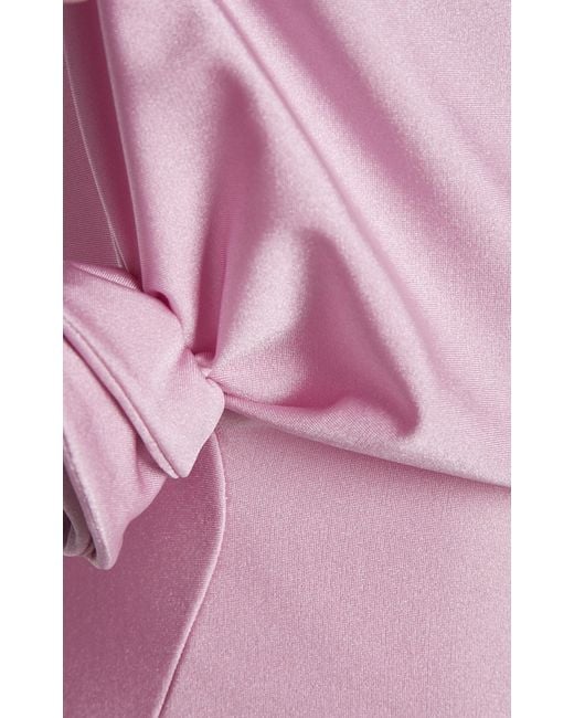 Coperni Pink Asymmetric Rosette-detailed Satin Gown