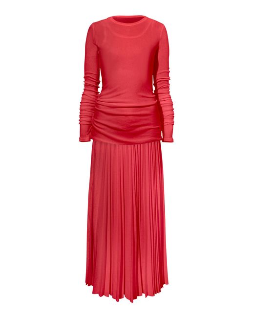 Proenza Schouler Red Rina Sheer Jersey Dress