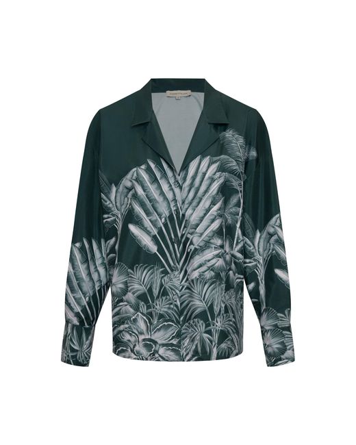 ANDRES OTALORA Green Oasis Printed Crepe De Chine Blouse