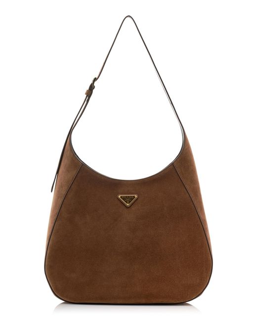 Prada Brown Suede Hobo Bag