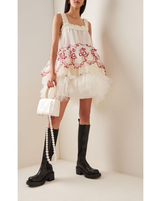 Simone Rocha Embroidered Layered Tulle Mini Dress | Lyst Simone Rocha Embroidered Layered Tulle Mini Dress | Lyst