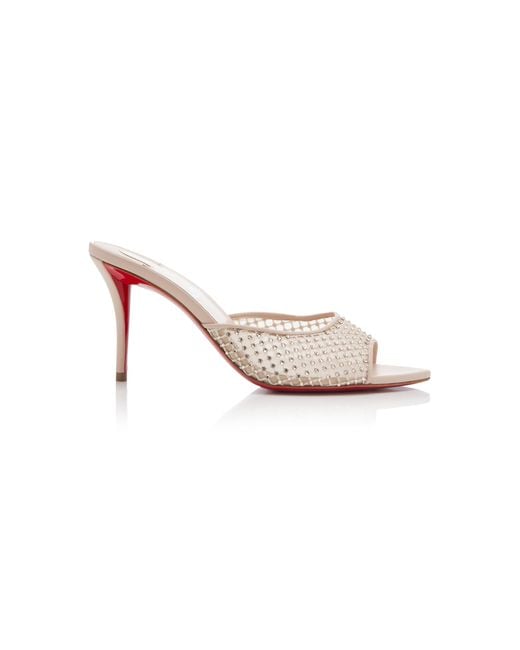 Christian Louboutin Natural Apostropha 80mm Crystal-embellished Leather Mules